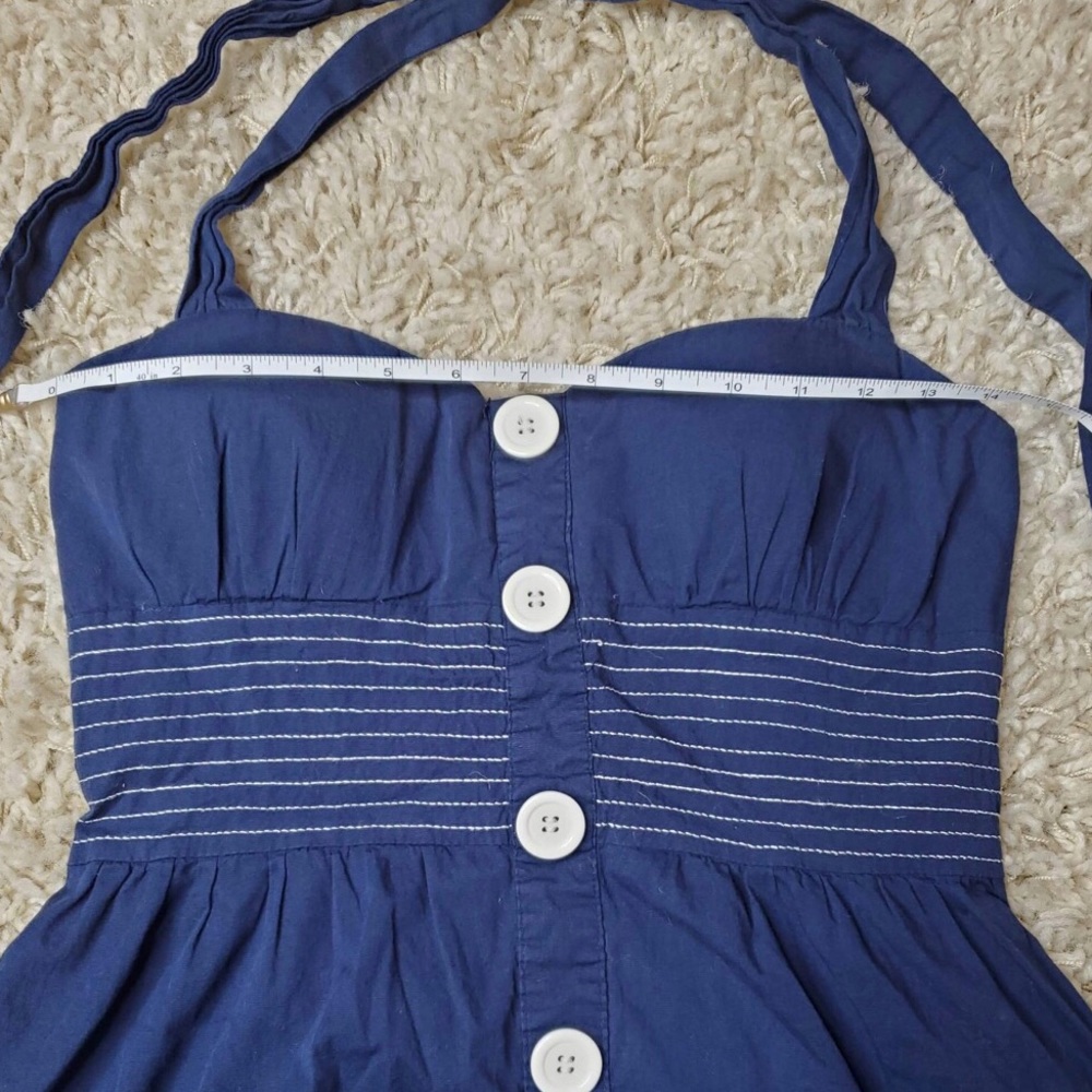 Ruby Rox Blue Halter Top Pinup Dress Sz 7 - Picture 7 of 10